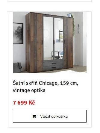 Šatní skříň Chicago, 159 cm, vintage optika - ASKO akcniletaky.com