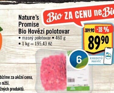 Mleté maso hovězí bio Nature'