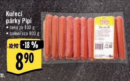 Párky kuřecí Pipi Vodňanské kuře