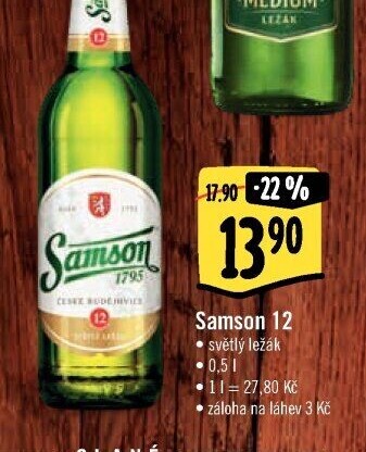 Pivo světlý ležák 12° Samson