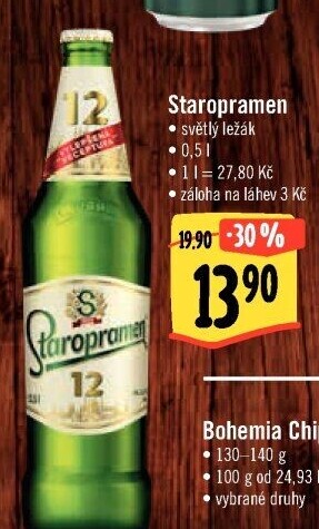 Pivo světlý ležák 12° Staropramen