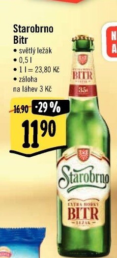 Pivo světlý ležák Bitr Starobrno