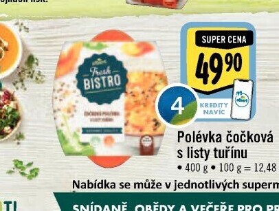 Polévka s čočkou a tuřínem Albert Fresh Bistro