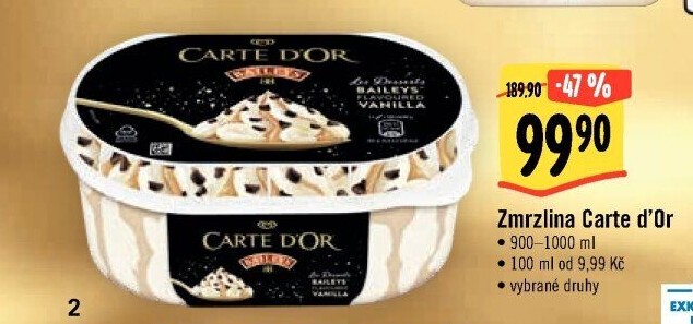 Zmrzlina ve vaničce Carte D'