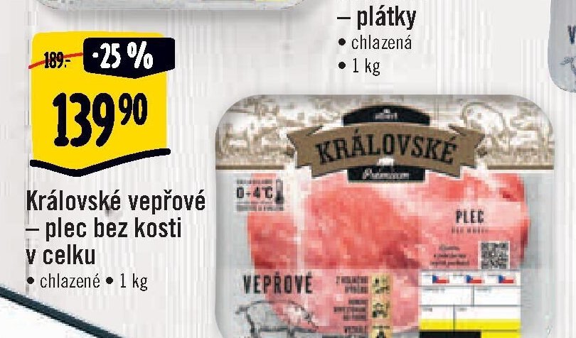 Královské vepřové – plec bez kosti v celku