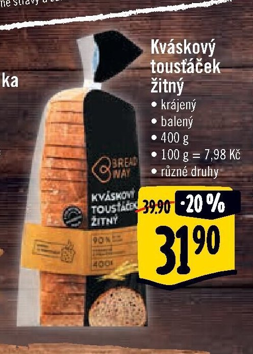 Kváskový toustáček žitný