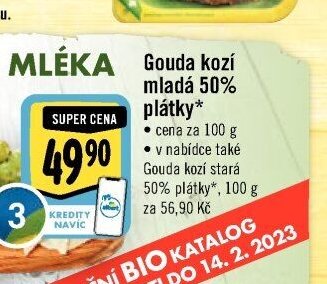 Gouda kozí mladá 50% plátky