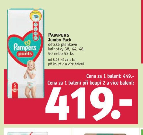 Pampers Jumbo Pack dětské plenkové kalhotky