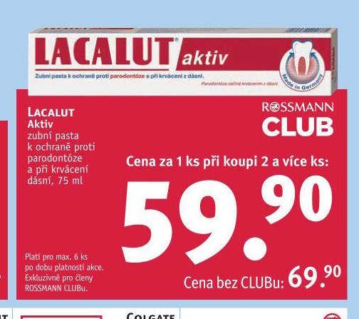 LACALUT Aktiv zubní pasta k ochraně proti parodontóze a při krvácení dásní, 75 ml