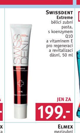 SWISSDENT Extreme bělící zubní pasta, s koenzymem Q10 a vitaminem E a revitalizací dásní, 50 ml
