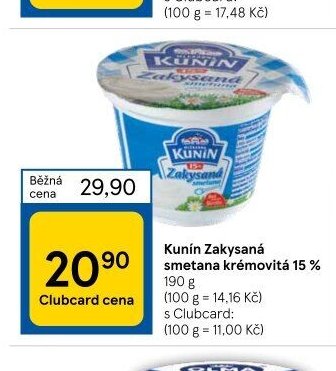 Kunín Zakysaná smetana krémovitá 15 % 190 g