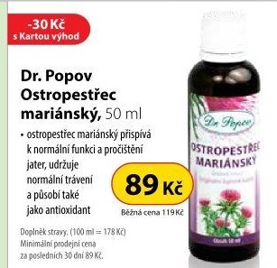 Doplněk stravy Ostropestřec mariánský kapky Dr. Popov