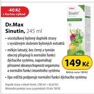 Doplněk stravy sirup na imunitu Dr.Max Sinutin