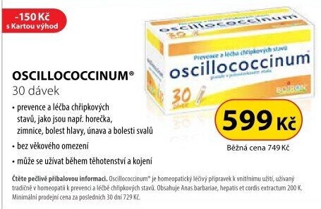 Homeopatikum při příznacích chřipky a nachlazení Oscillococcinum