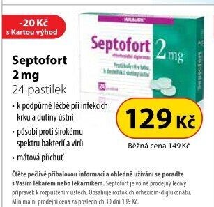 Pastilky proti bolesti v krku Septofort