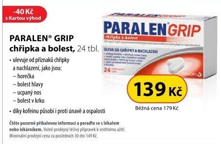 Tablety chřipka a bolest Grip Paralen