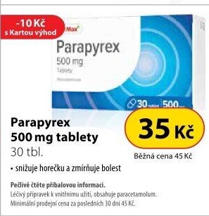 Tablety proti horečce a bolesti Parapyrex Dr.Max