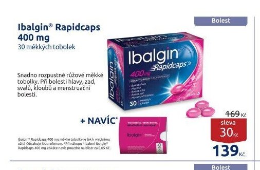 Ibalgin Rapidcaps 400 mg 30 měkkých tobolek