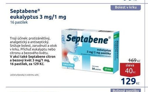 Septabene eukalyptus 3 mg/1 mg 16 pastilek