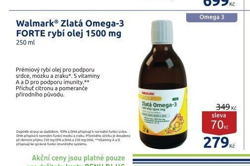 Walmark Zlatá Omega-3 FORTE rybí olej 1500 mg