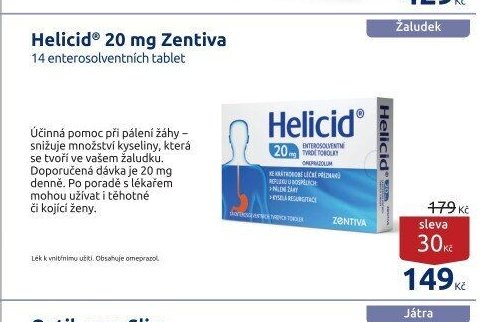 Helicid 20 mg Zentiva 14 enterosolventních tablet