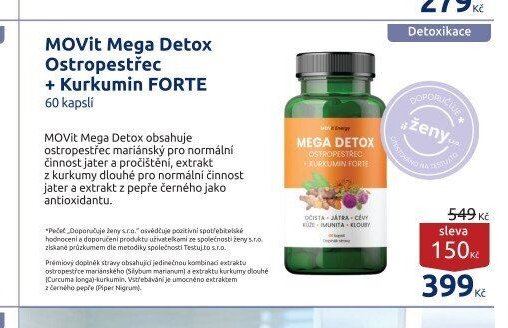 MOVIT Mega Detox Ostropestřec + Kurkumin FORTE