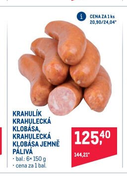 KRAHULÍK KRAHULECKÁ KLOBÁSA, KRAHULECKÁ KLOBÁSA JEMNĚ PÁLIVÁ