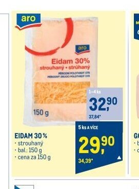 Eidam 30% strouhaný