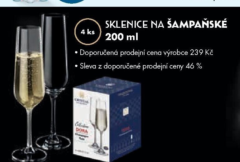 Sklenice na šampaňské 200 ml
