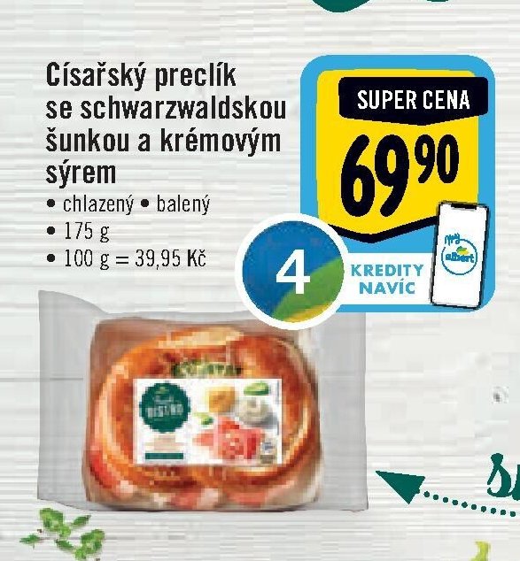 Císařský preclík se schwarzwaldskou šunkou a krémovým sýrem