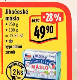 Máslo Jihočeské Madeta