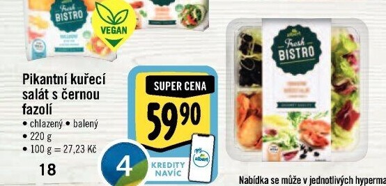 Salát pikantní kuřecí s černou fazolí Albert Fresh Bistro