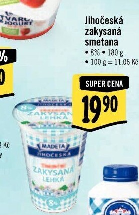 Smetana zakysaná lehká Jihočeská Madeta 8%