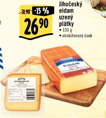 Sýr Eidam uzený 44% Jihočeský Madeta