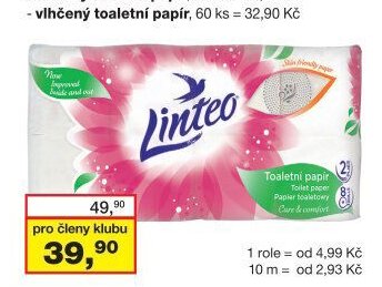 Linteo Care & Comfort toaletní papír, 17 m, 8 rolí