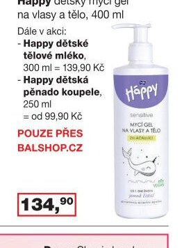 Happy dětský mycí gel na vlasy a tělo, 400 ml