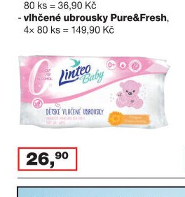 Linteo Baby dětské vlhčené ubrousky, 72 ks