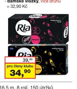 Ria dámské tampóny, 16 ks, více druhů