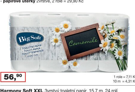 Big Soft 3vrstvý toaletní papír, 16,5 m, 8 rolí