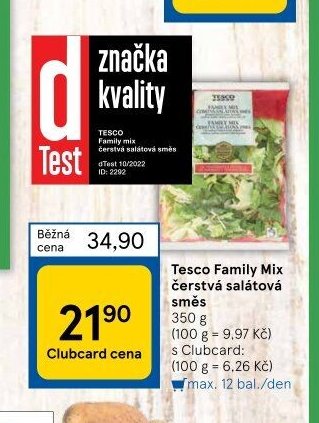Tesco Family Mix čerstvá salátová směs
