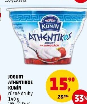 Jogurt ochucený řeckého typu Athentikos Kunín