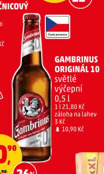 Pivo světlé výčepní Originál 10° Gambrinus