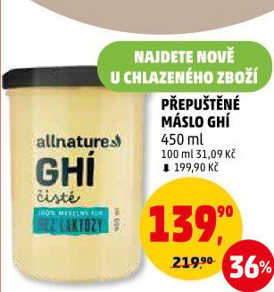 Přepuštěné máslo Ghí Allnature