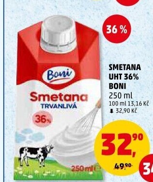 Smetana ke šlehání Boni 36%
