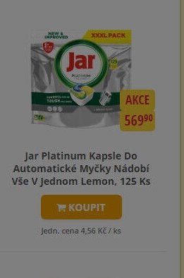 Jar Platinum Kapsle Do Automatické Myčky Nádobí Vše V Jednom Lemon