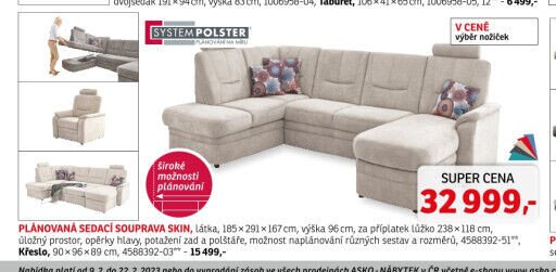 Plánovaná sedací souprava Skin - ASKO akcniletaky.com