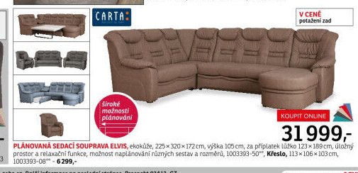 Plánovaná sedací souprava Elvis - ASKO akcniletaky.com