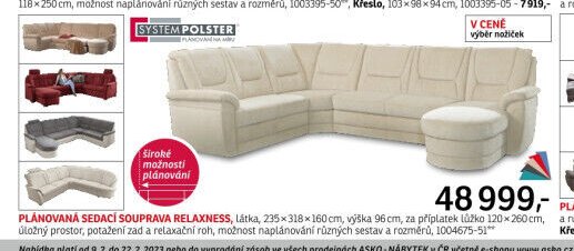 Plánovaná sedací souprava RELAXNESS - ASKO akcniletaky.com