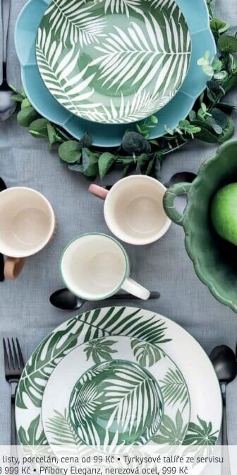 Servis Siaki s tropickými listy, porcelán - ASKO akcniletaky.com
