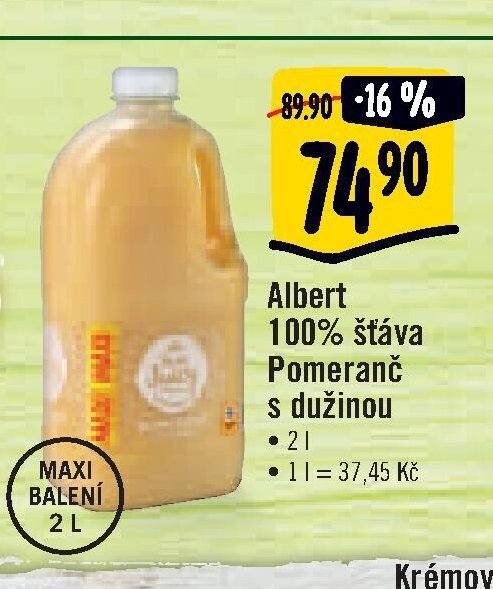 Albert 100% pomeranč s dužinou